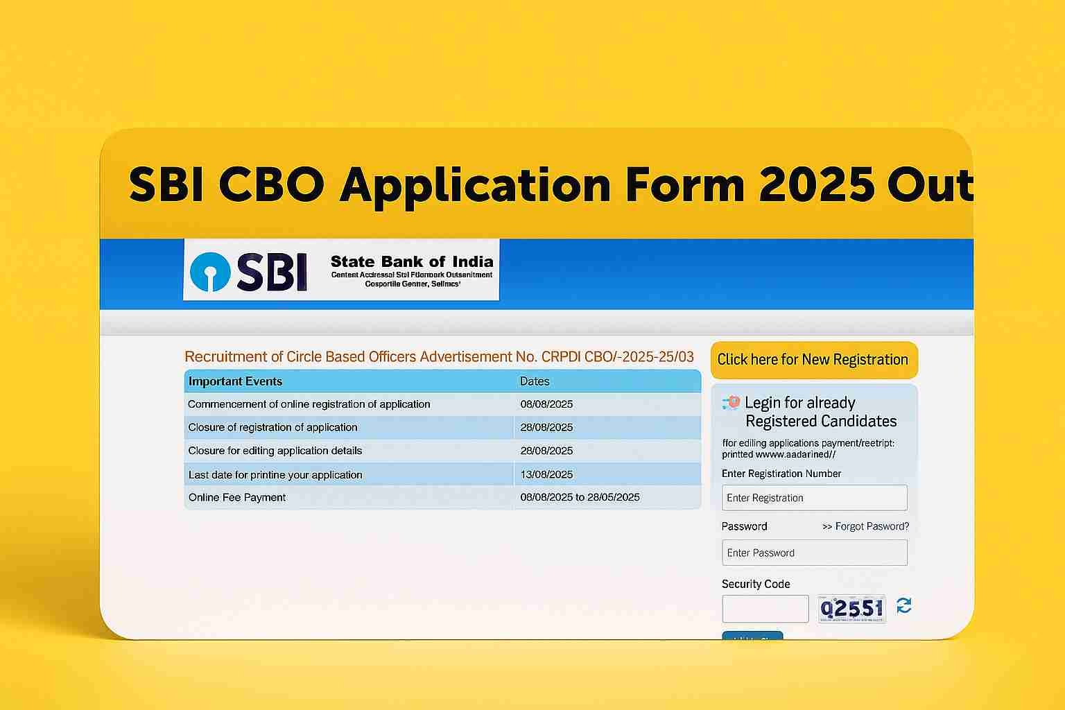 SBI CBO 2025: Registration Re-Opened, Apply